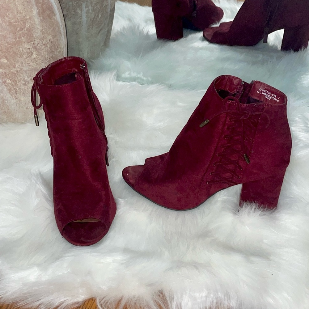 Burgundy Suede Booties